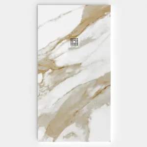 Platos de ducha Bricomart Vs Varobath 7 Plato de ducha resina textura pizarra. Efecto en Mármol ZARES - antideslizante STONE 3D moderno