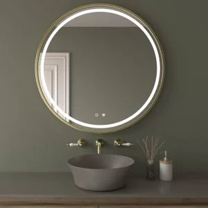 Espejo
  redondo ADELA luz led frontal con sensor táctil y antivaho - Aluminio NEGRO
  MATE