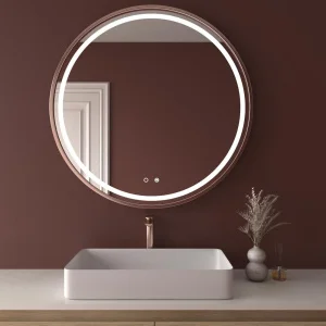 Espejo
  redondo ADELA luz led frontal con sensor táctil y antivaho - Aluminio NEGRO
  MATE