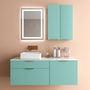 Mueble
de baño EMMA suspendido 2 cajones / 1 puerta acabado ULTRAMAR