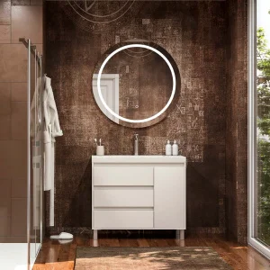 Mueble
  de baño con patas 3 cajones / 1 puerta CARMEN acabado BLANCO