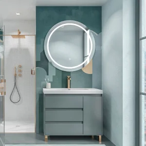 Mueble
de baño con patas 3 cajones / 1 puerta CARMEN acabado GRAFITO