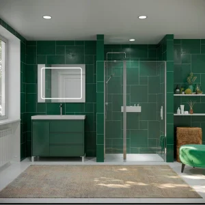 Mueble
de baño con patas 3 cajones / 1 puerta CARMEN acabado VERDE OLIVO