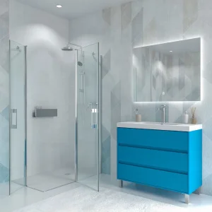 Mueble
de baño con patas 3 cajones CARMEN acabado AZUL CLARO