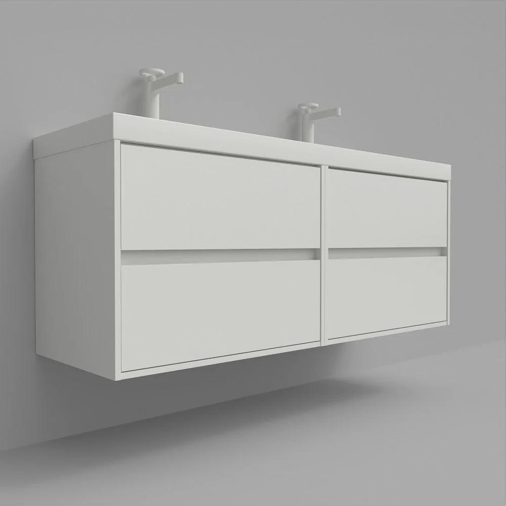 Mueble
de baño suspendido 120 cm 4 cajones CARMEN con lavabo doble 2 senos resina
acabado AZUL COBALTO
