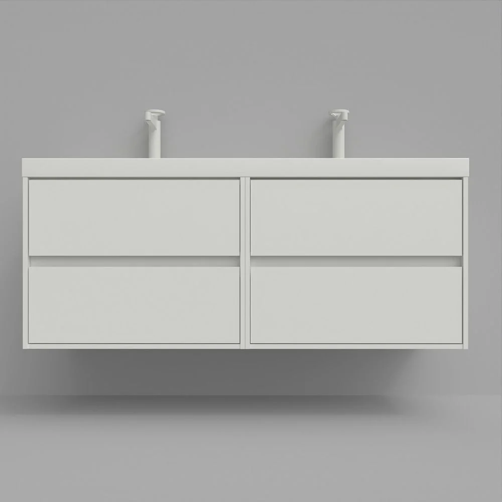 Mueble
de baño suspendido 120 cm 4 cajones CARMEN con lavabo doble 2 senos resina
acabado AZUL COBALTO
