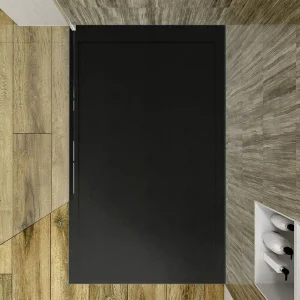 Plato
  ducha resina enmarcado SYSTEM Negro - colores a elegir - textura pizarra -
  antibacteriano y antideslizante