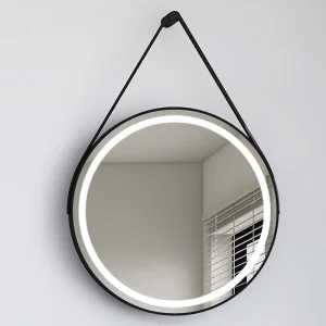 Espejo
  redondo LEATHER con LED perimetral
