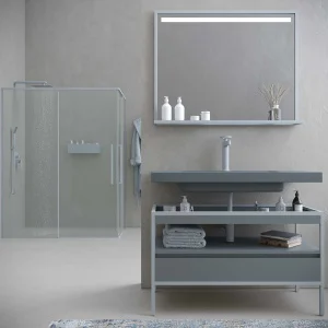 Mueble
de baño INDEX estructura con patas 1 cajón lavabo suspendido GRIS CEMENTO -
GRAFITO