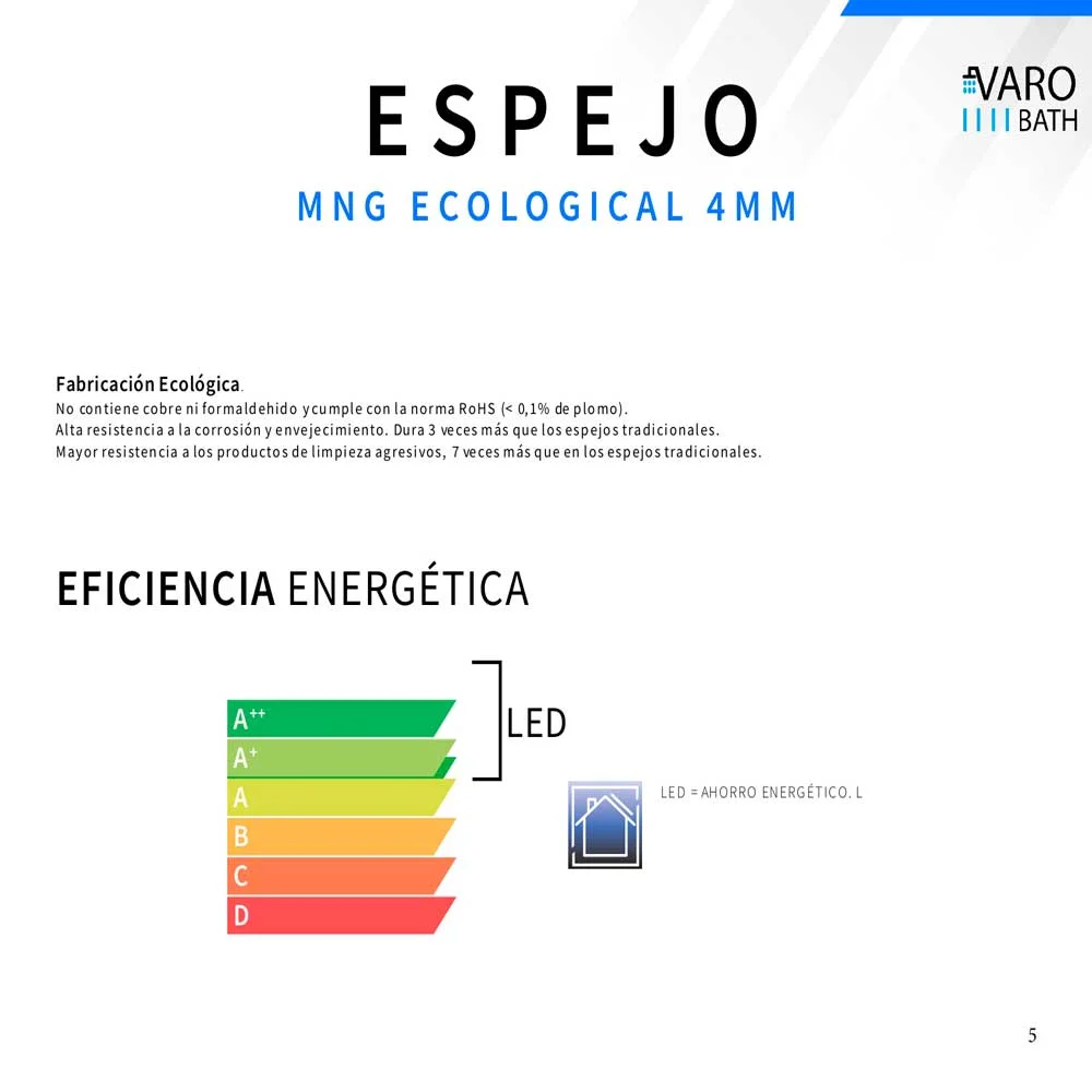 Espejo a
medida NERINA con luz led frontal . Altavoces. Anti vaho. Espejo aumento.
Reloj