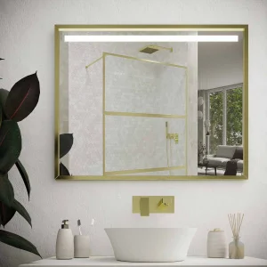 Espejo
de baño con marco EVO aluminio varios acabados luz LED frontal