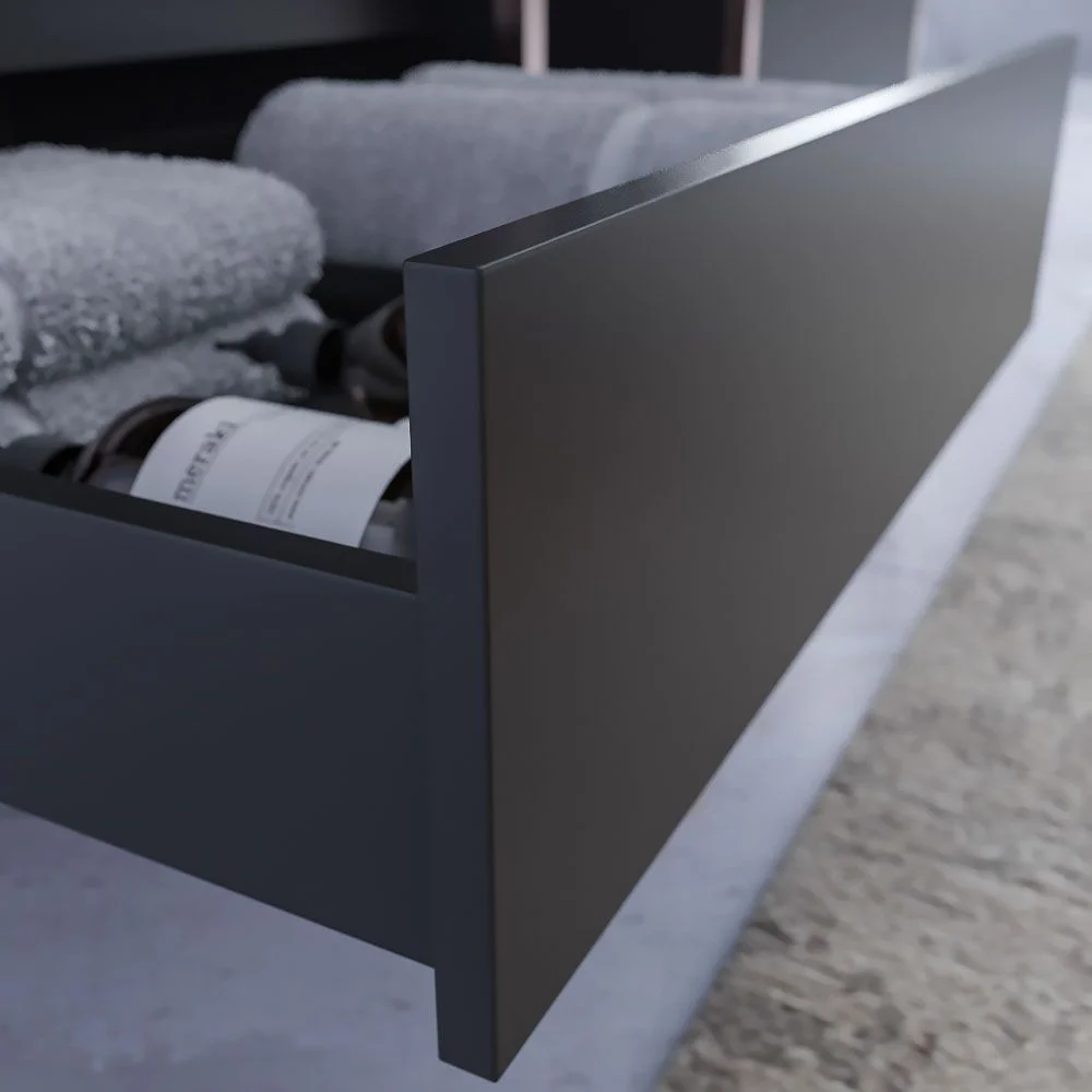 Mueble
de baño INDEX estructura con patas 1 cajón lavabo suspendido NEGRO-ORO ROSA