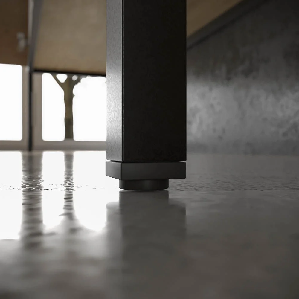 Mueble
de baño ELLA con patas 9 cajones con tapa SOLID SURFACE 2 lavabos ROBLE CLARO