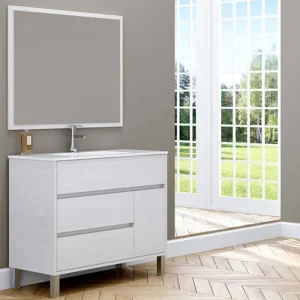 Mueble
de baño ANNA a suelo 3 cajones- 1 puerta con lavabo cerámico