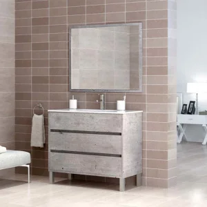 Mueble
  de baño CLOE varios tonos a suelo 3 cajones con lavabo cerámico