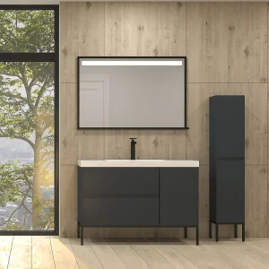 Mueble
de baño 2 cajones - 1 puerta acabado mate GRAFITO con lavabo resina 6 cm
grosor