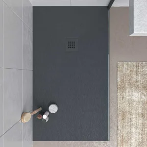 Plato ducha resina MYSTONE Gris Antracita RAL 7016 exclusivos textura pizarra antibacteriano y antideslizante