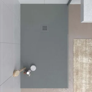 Plato ducha resina MYSTONE Gris cemento RAL 7005 y otros colores exclusivos textura pizarra antibacteriano y antideslizante