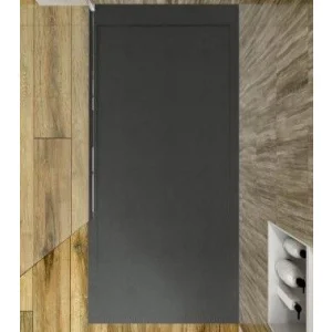 Plato
  ducha resina enmarcado SYSTEM Negro - colores a elegir - textura pizarra -
  antibacteriano y antideslizante