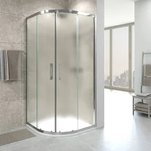 Mampara
de ducha semicircular GLISS 2 fijos-2 puertas correderas cristal OPACO. Con
tratamiento anti-cal. Acabado CROMO BRILLO