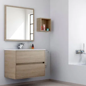 Mueble
  de baño SERENA suspendido 2 cajones con lavabo cerámico, color CAMBRI