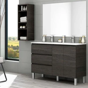 Mueble
de baño MANILA a suelo 120 cm 3 cajones / 2 puertas con lavabo ceramico