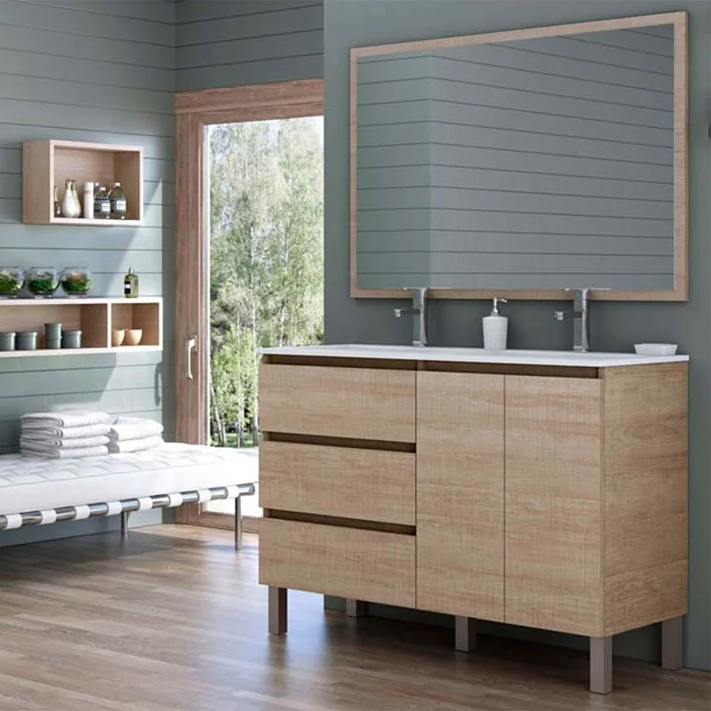 Mueble
de baño MANILA varios colores a suelo 120 cm 3 cajones / 2 puertas con lavabo
ceramico