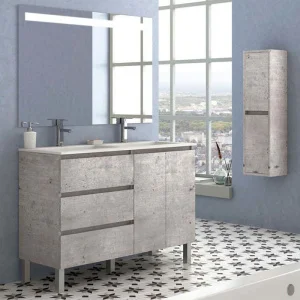 Mueble
de baño MANILA varios tonos a suelo 120 cm 3 cajones / 2 puertas con lavabo
cerámico