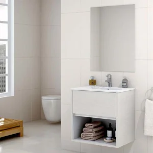 Mueble
  de baño VALERIA varios colores suspendido 1 cajón- 1 hueco con lavabo
  cerámico