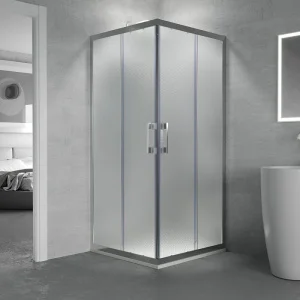 Mampara
de ducha cuadrada GLISS apertura angular 2 fijos-2 puertas correderas. Vidrio
opaco con tratamiento anti-cal. Acabado CROMO BRILLO