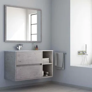 Mueble
  de baño CARLOTTA en color suspendido 2 cajones - 2 huecos con lavabo cerámico