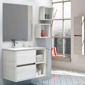Mueble
  de baño CARLOTTA suspendido 2 cajones - 2 huecos con lavabo cerámico