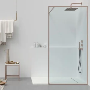 Fijo de
ducha a medida mampara LINE con perfileria enmarcada - Vidrio 8 MM con
tratamiento anti-cal incluido- Brazo sujección acero inox.