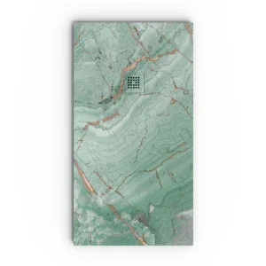 Plato de
  ducha resina textura pizarra. Efecto en Mármol Forest cobre y otros acabados
  - antideslizante STONE 3D moderno