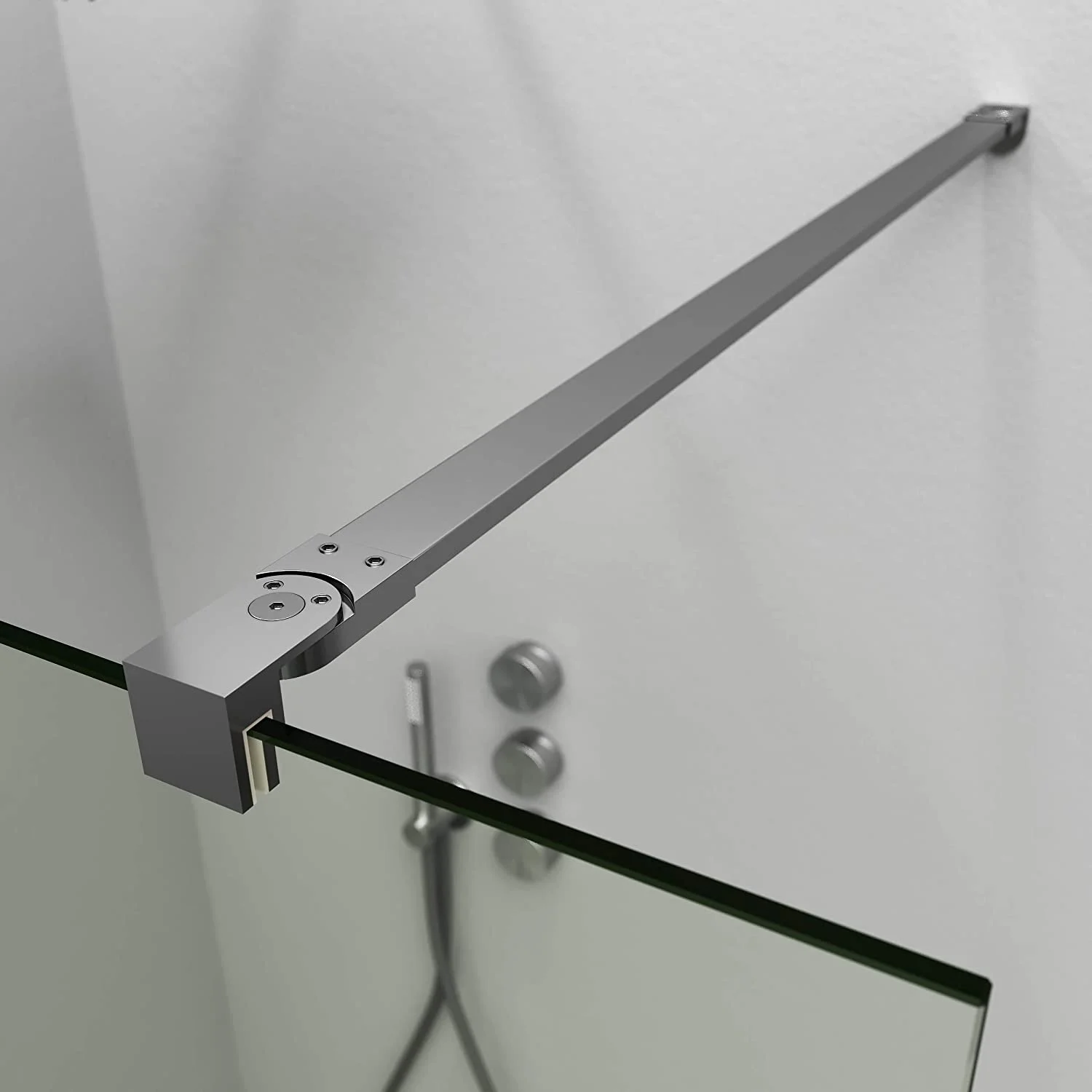 Fijo de
ducha mampara ZEN perfil Cromo - Vidrio 8 MM con tratamiento anti-cal
incluido- Brazo sujección acero inox. extensible