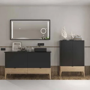 Mueble
  de baño VICENT con patas 4 cajones encimera Solid Surface con lavabo SATET