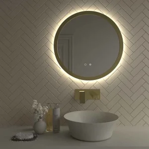 Espejo
  redondo GARMET luz led perimetral con sensor táctil y antivaho borde pintado
  ORO
