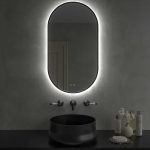 Espejo
  con luz eliptico GREG con borde perimetral NEGRO