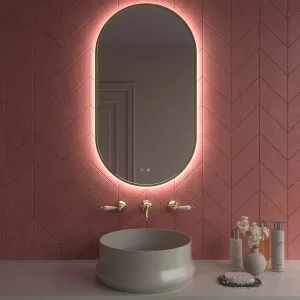 Espejo
  con luz eliptico MELANGE con borde perimetral ORO