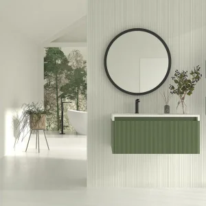 Mueble
  de baño BINARIO suspendido 2 cajones acabado VERDE RESEDA