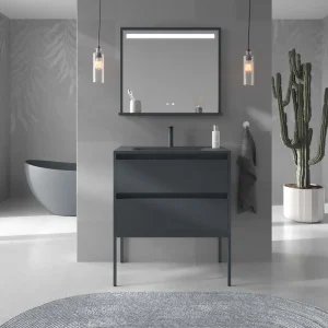 Mueble
de baño BINARIO suspendido 2 cajones acabado MOKA
