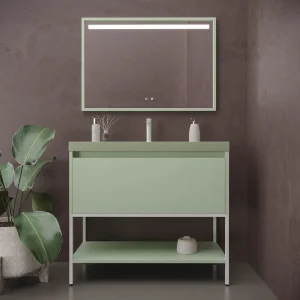 Mueble
de baño ELEN con patas 1 cajón - 1 balda inferior AZUL COBALTO / ORO MATE