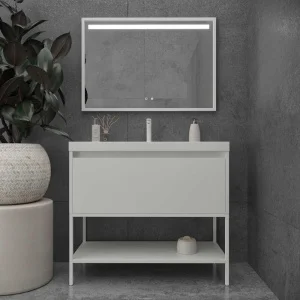 Mueble
de baño con patas 2 cajones - 2 puertas SMILE con lavabo Solid Surface 2
senos AMARILLO AZAFRAN