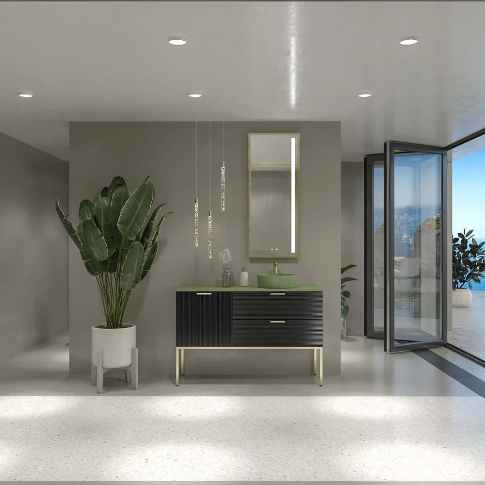 Mueble de baño ELEN con patas 1 cajón - 1 balda inferior ROBLE CLARO / BLANCO