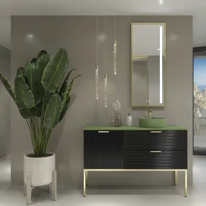 Mueble de baño ELEN con patas 1 cajón - 1 balda inferior ROBLE CLARO / BLANCO