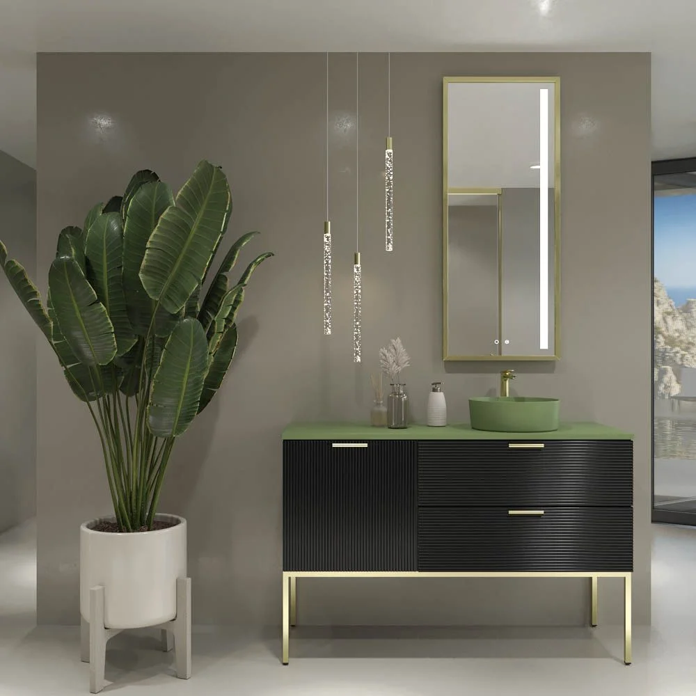 Mueble de baño ELEN con patas 1 cajón - 1 balda inferior ROBLE CLARO / BLANCO