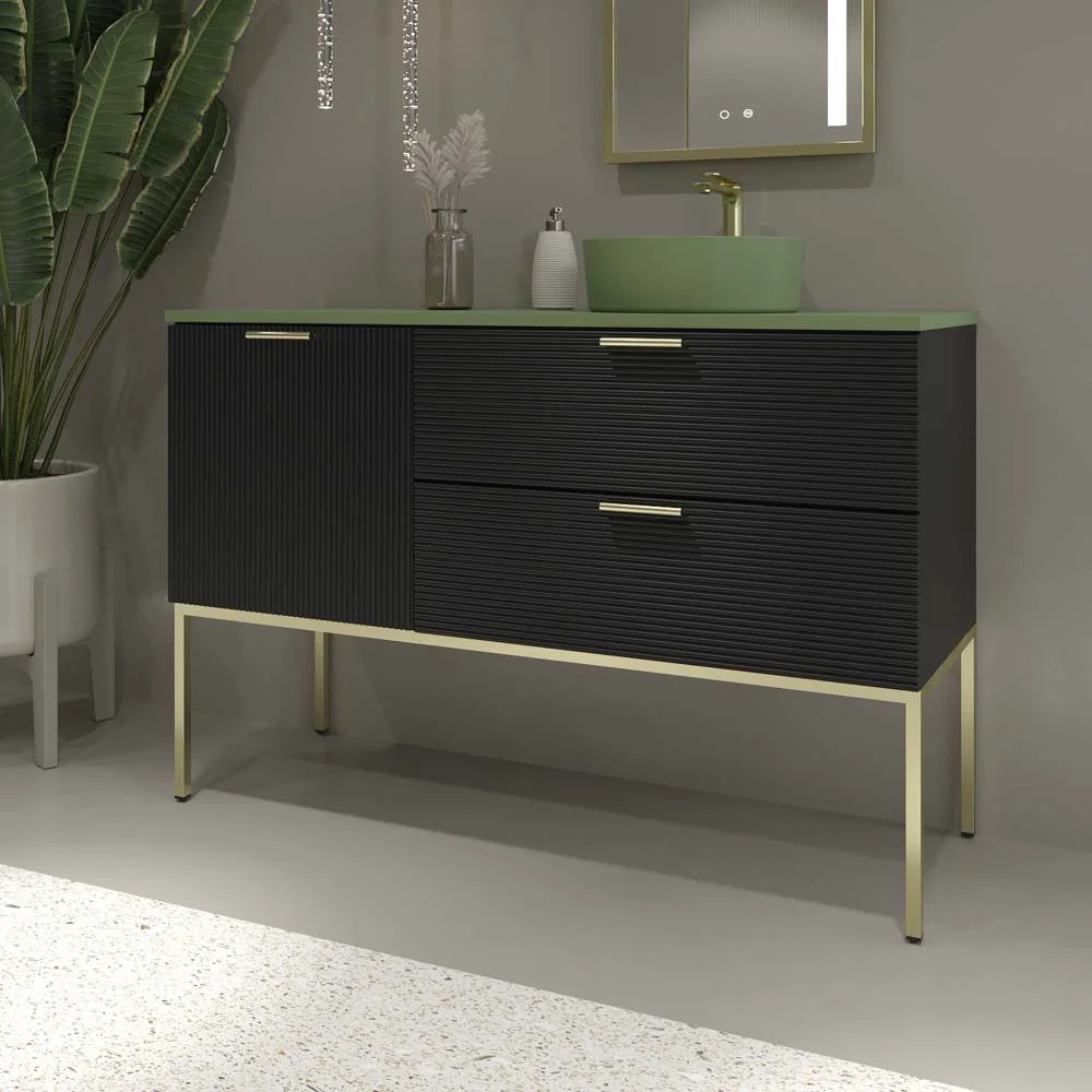 Mueble de baño ELEN con patas 1 cajón - 1 balda inferior ROBLE CLARO / BLANCO