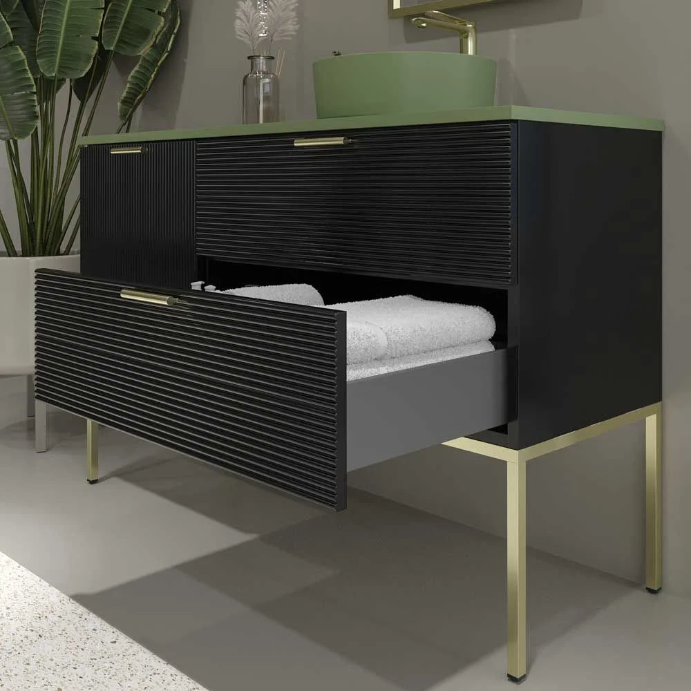 Mueble de baño ELEN con patas 1 cajón - 1 balda inferior ROBLE CLARO / BLANCO
