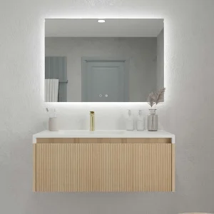 Mueble de baño BINARIO suspendido 2 cajones acabado ROBLE FRANCES claro