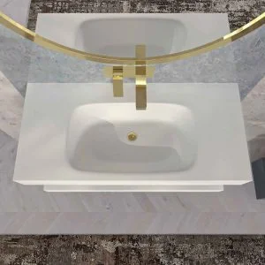 Lavabo suspendido LIDO un seno centrado SOLID SURFACE Blanco